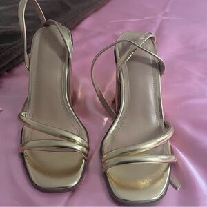 JustFab Gold Strappy Heels